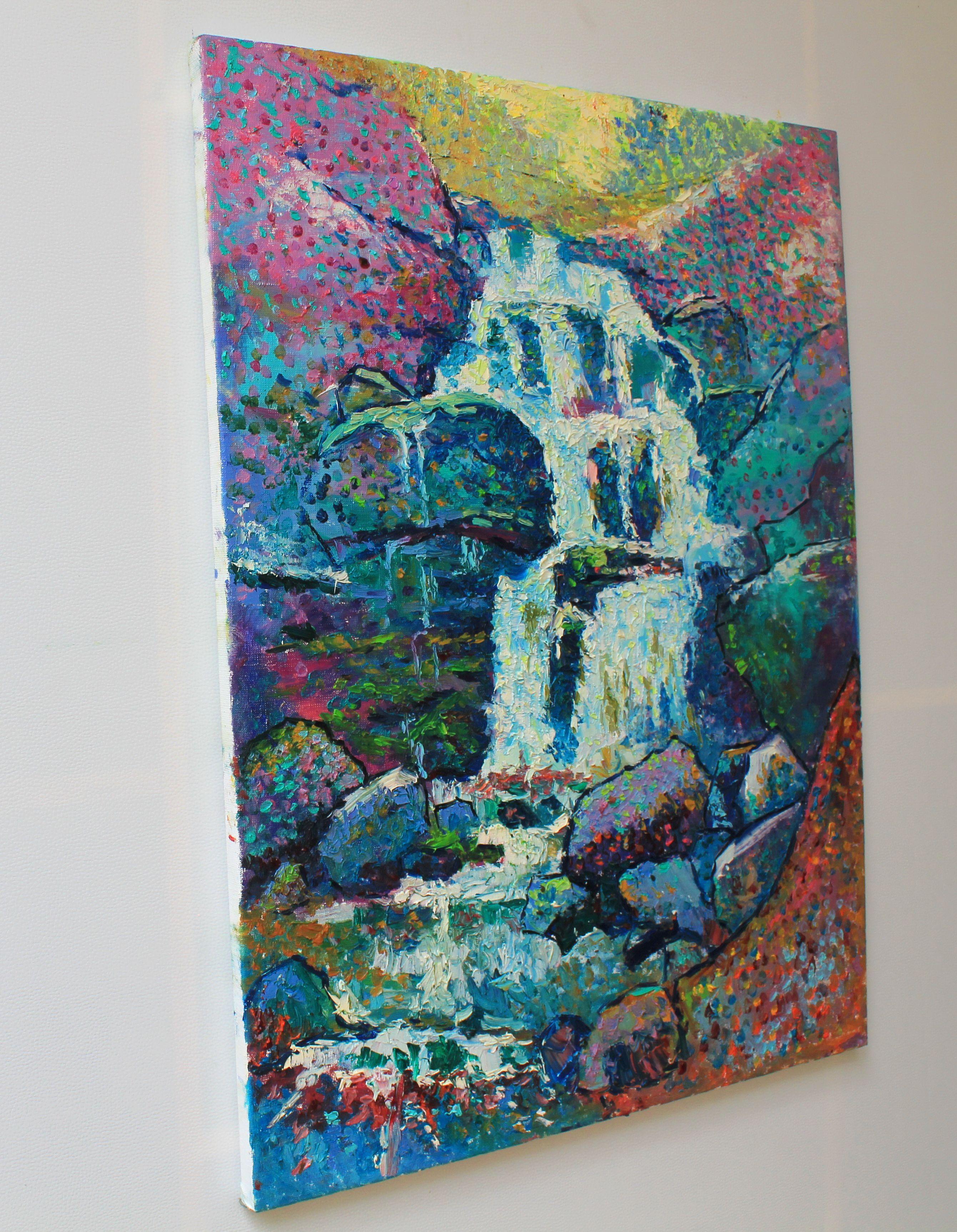 Waterfall, Painting, Oil on Canvas For Sale 2