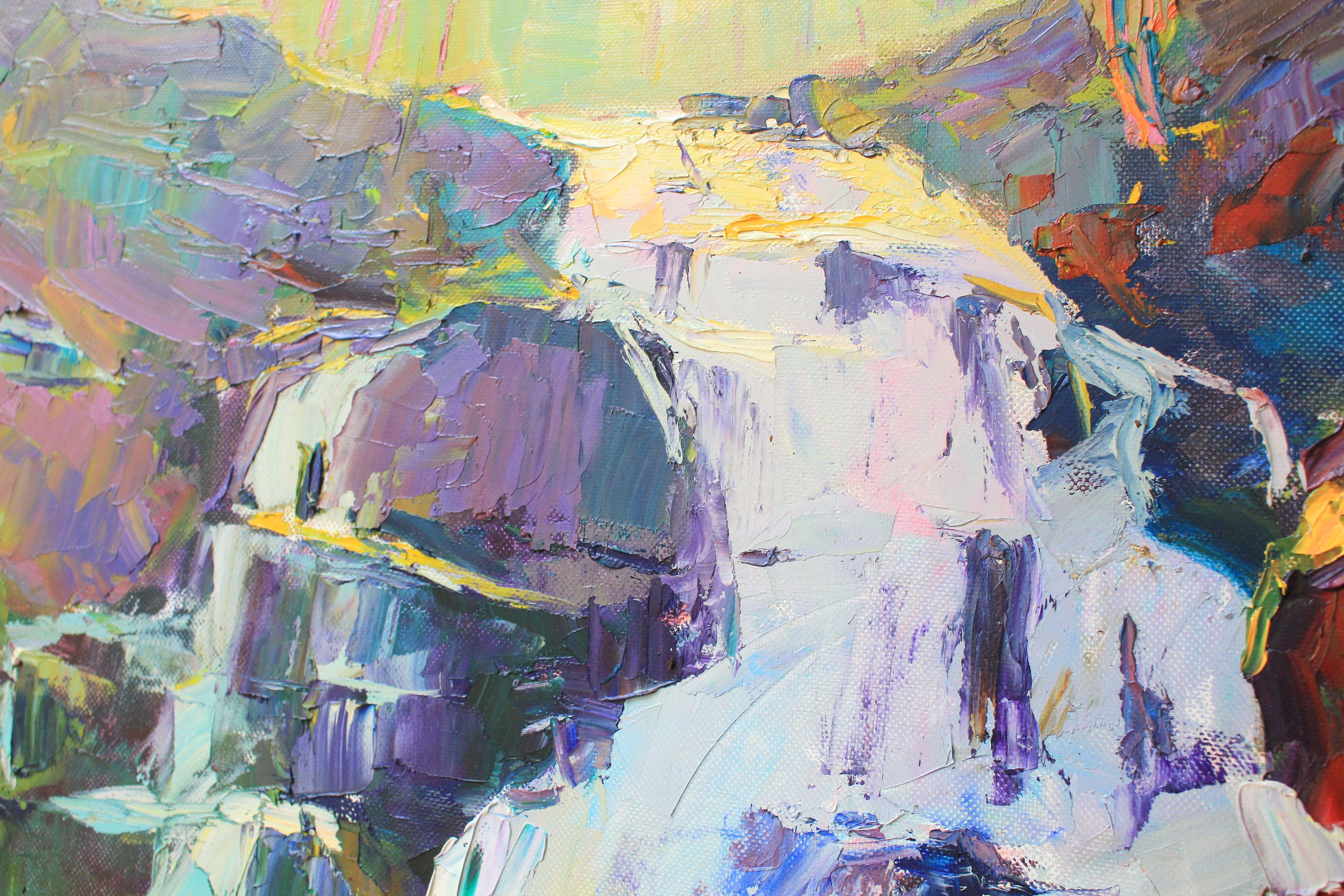 Waterfall, Painting, Oil on Canvas For Sale 3