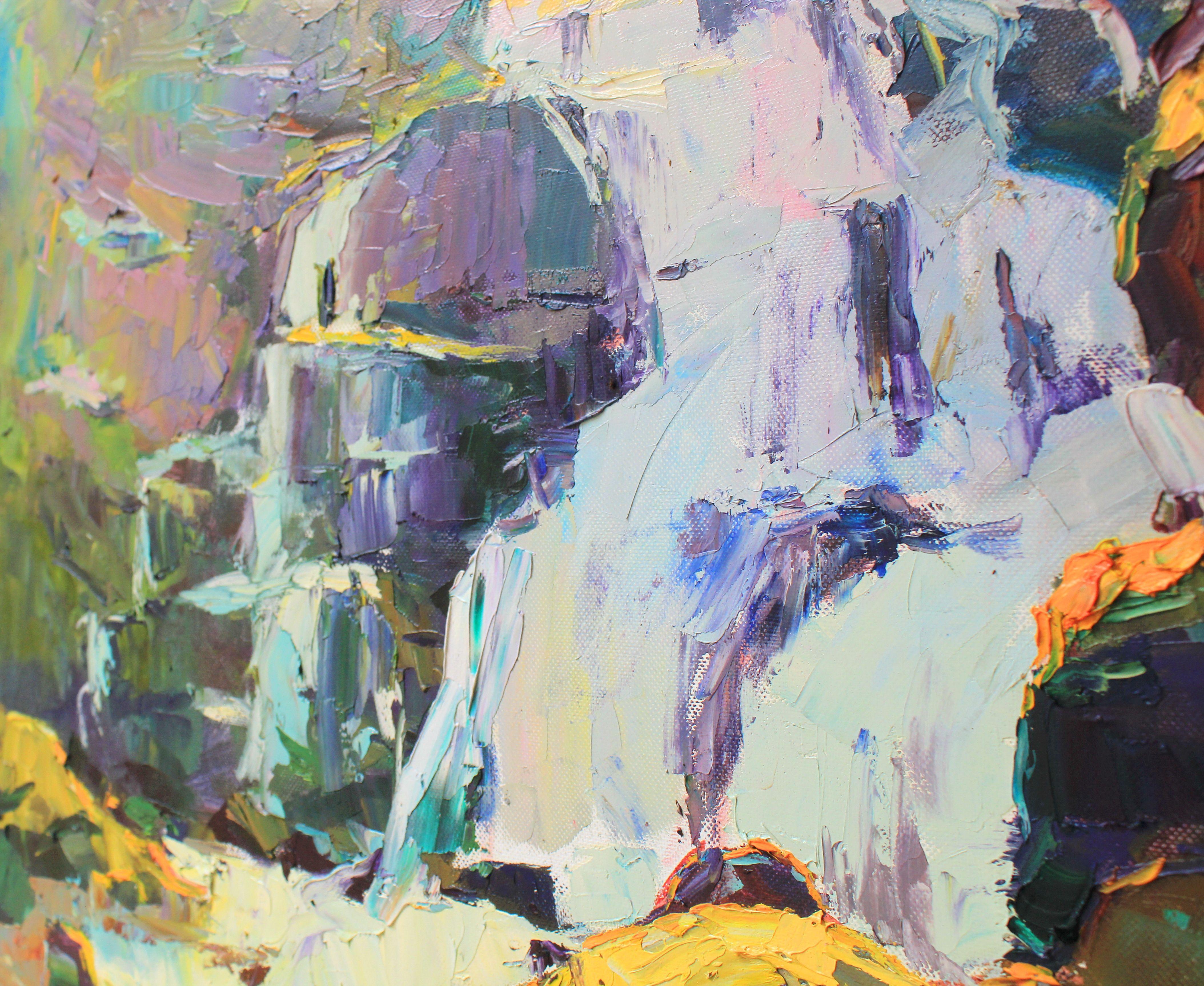 Waterfall, Painting, Oil on Canvas For Sale 4
