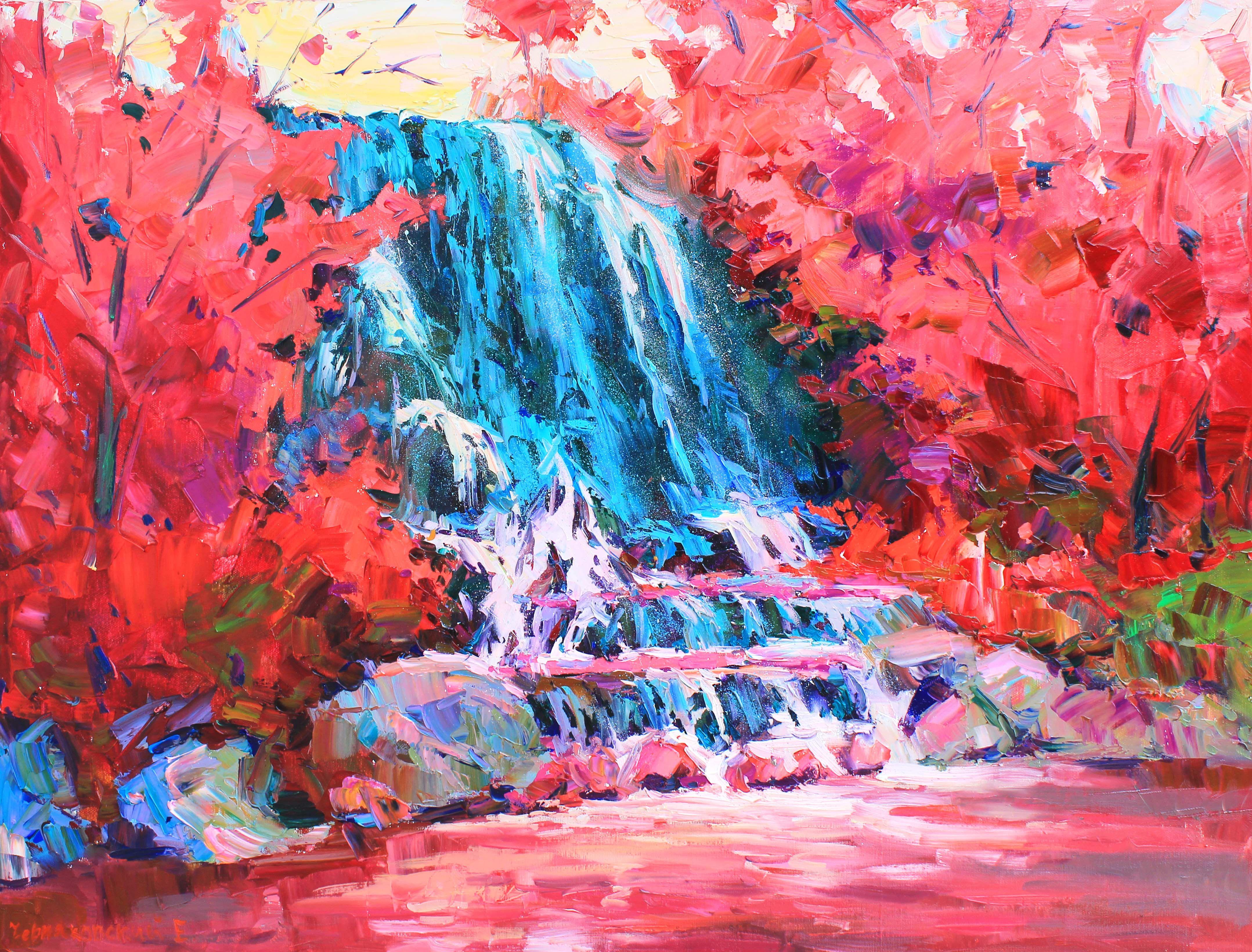 Original Oil painting by Ukrainian artist Evgeny Chernyakovsky    " Waterfall"  60.0 X 80.0 CM / 23.6 X 31.4 IN  HIGH QUALITY oil on canvas  Signed on the front and back  Dated 2022  Good condition  GUARANTEE OF AUTHENTICITY   :: Painting ::