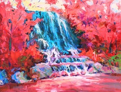 Wasserfall, Gemälde, Öl auf Leinwand