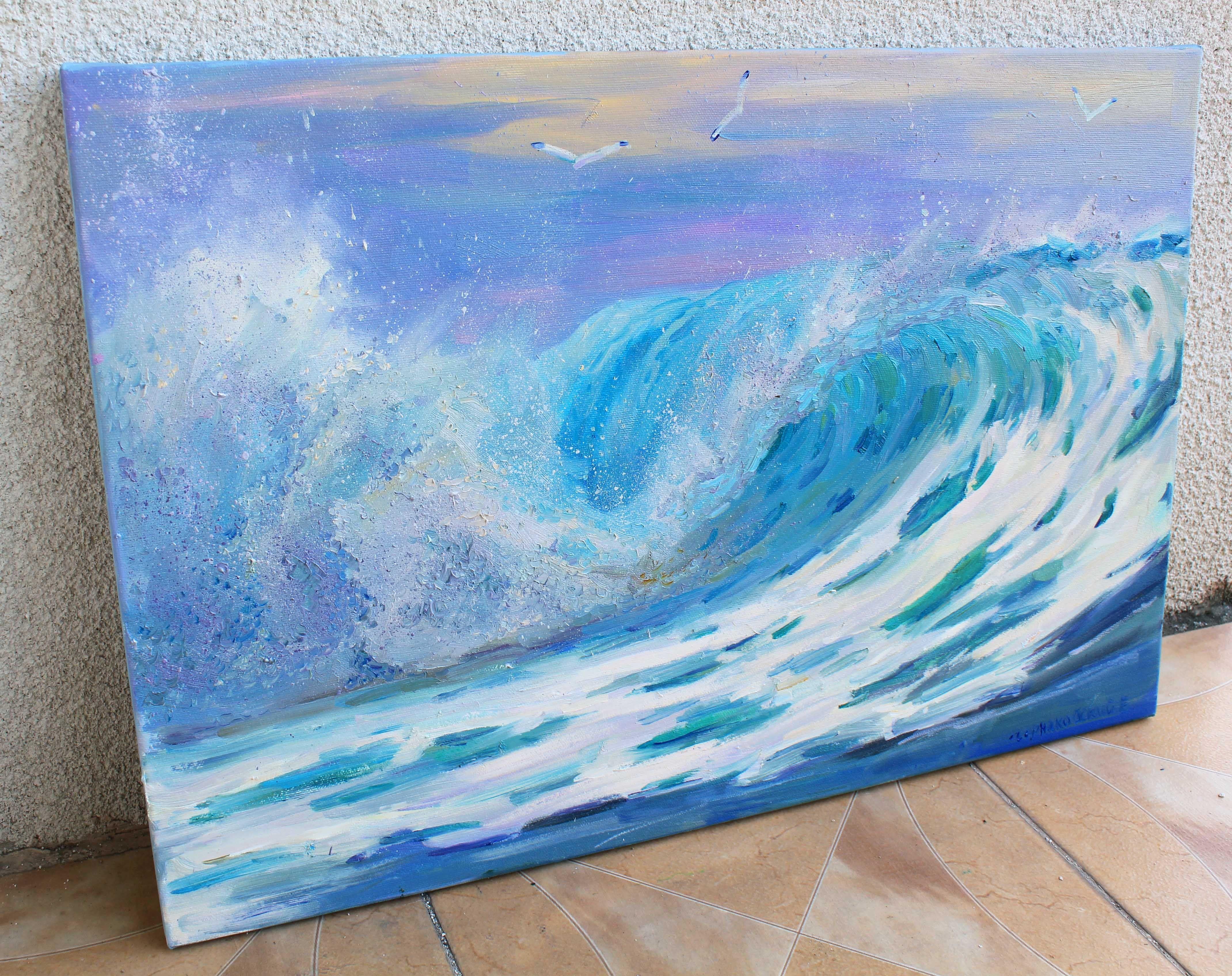 Vagues, peinture, huile sur toile - Impressionnisme Painting par Evgeny Chernyakovsky