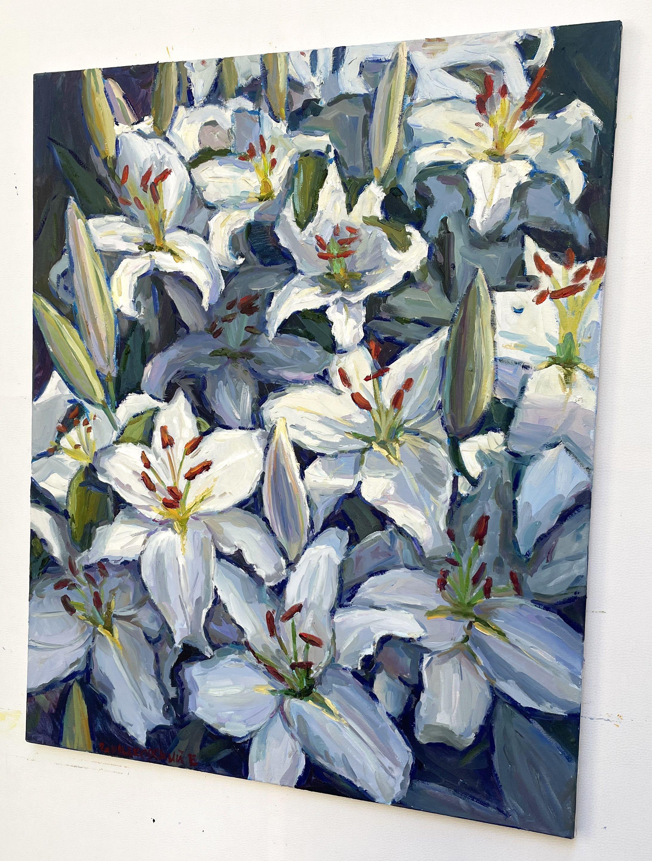 Lys blancs, Whiting, Huile sur toile - Impressionnisme Painting par Evgeny Chernyakovsky