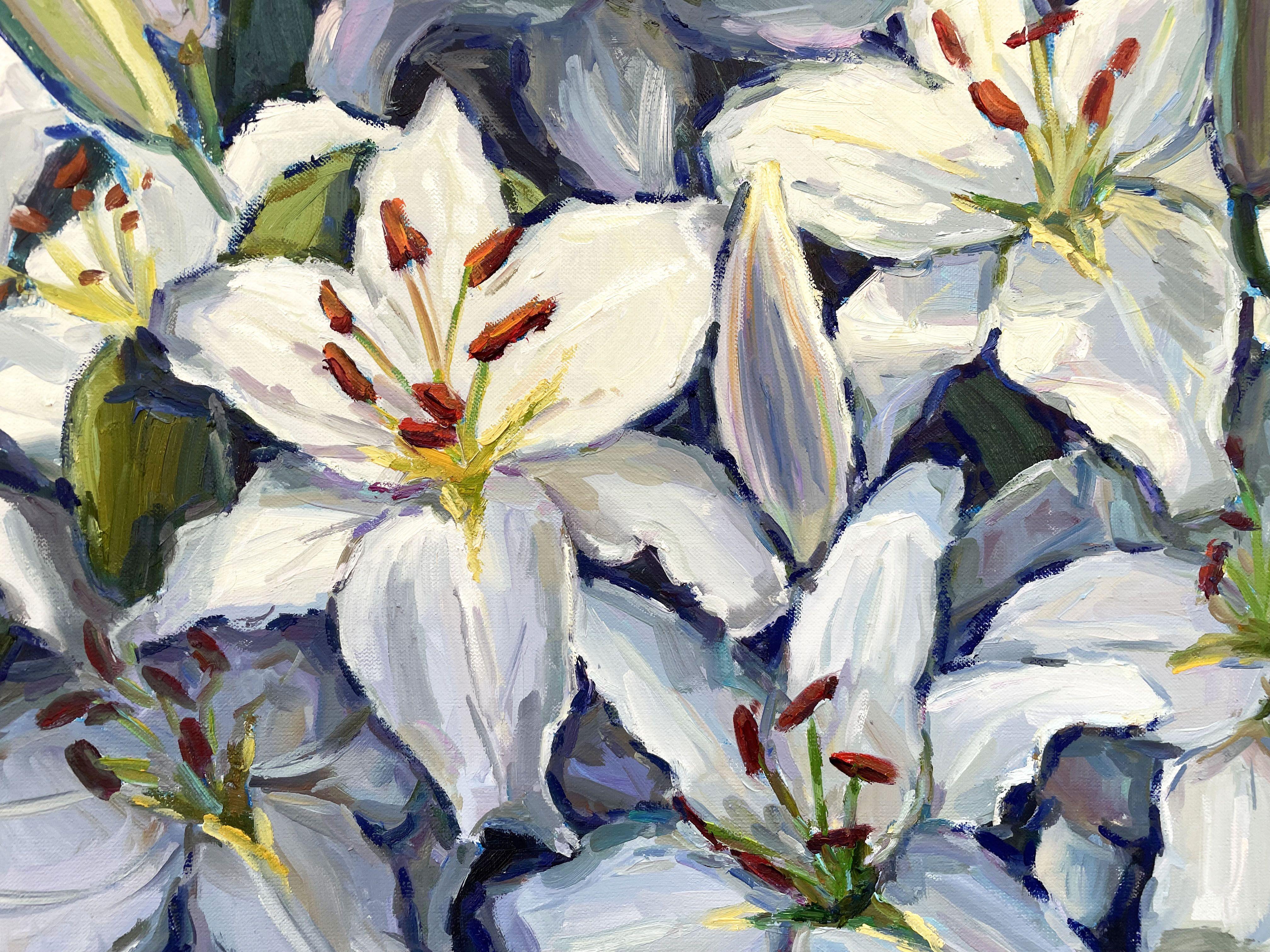 Lys blancs, Whiting, Huile sur toile en vente 1