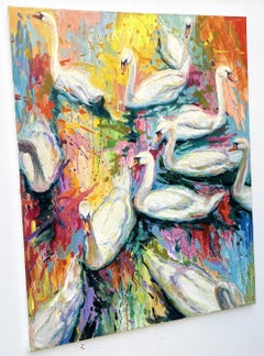White Swans, Painting, Oil on Canvas