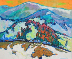 winter in the mountains, Painting, Oil on Canvas