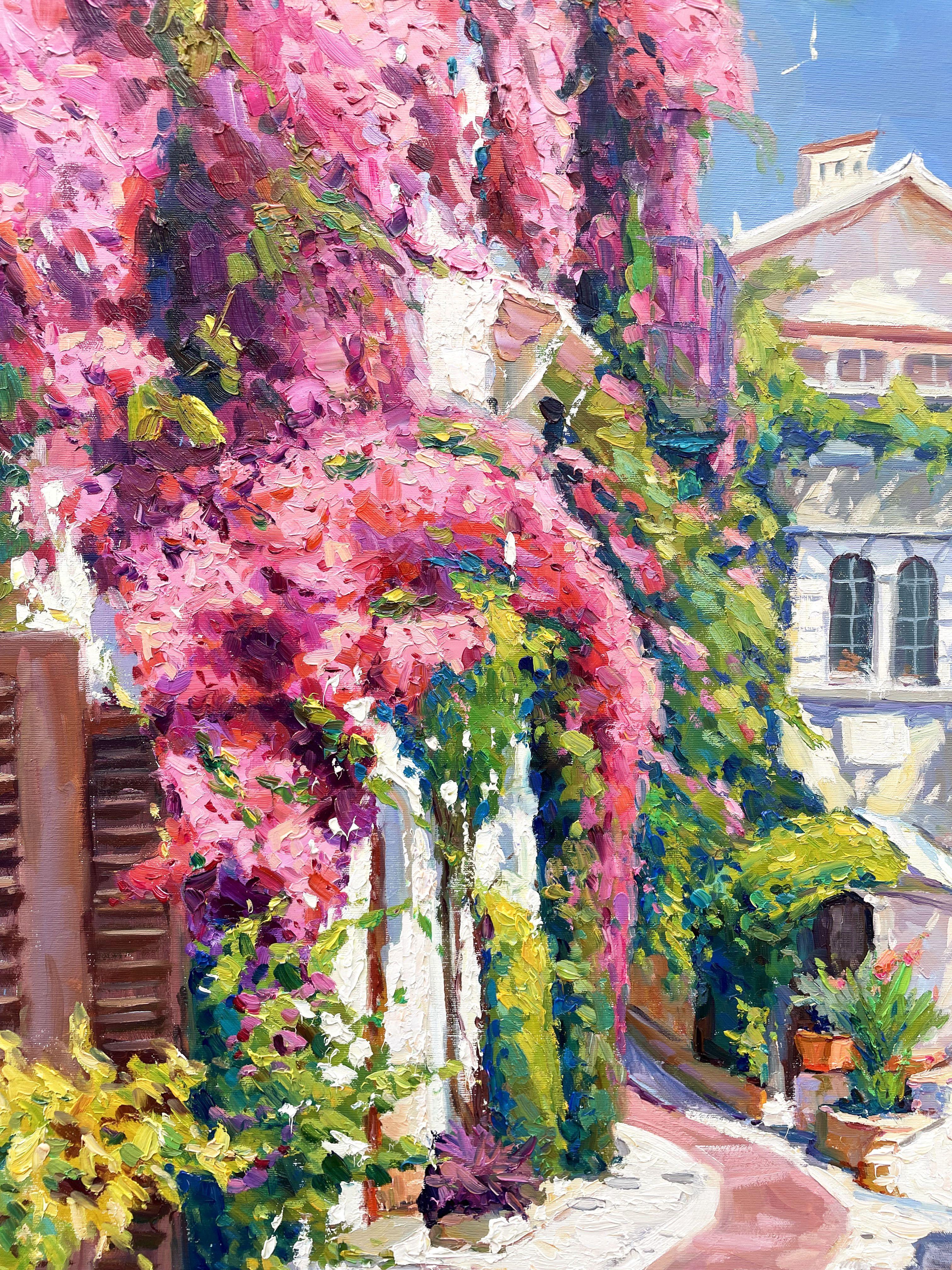 Yard by the sea, Gemälde, Öl auf Leinwand im Angebot 1