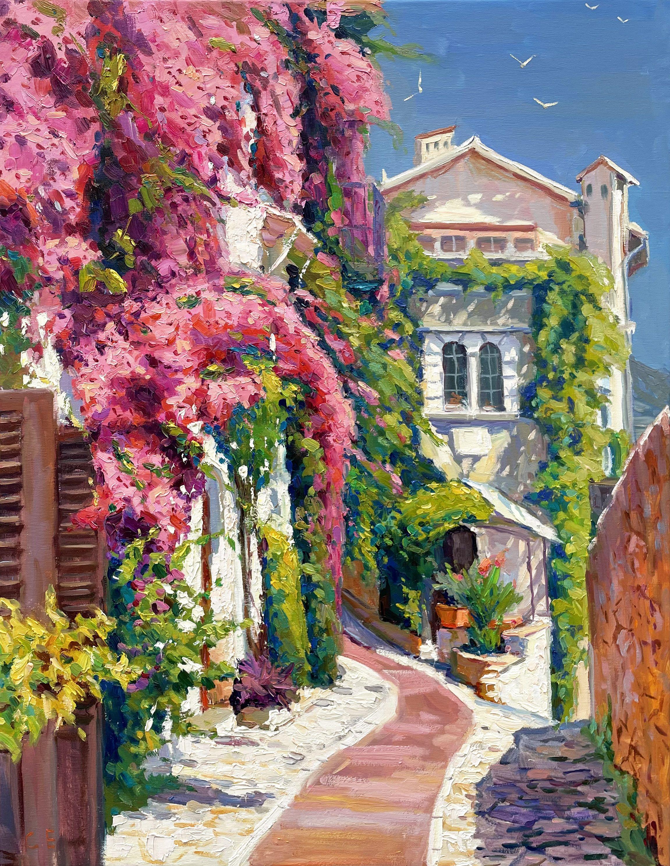Yard by the sea, Gemälde, Öl auf Leinwand