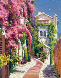 Yard by the sea, Gemälde, Öl auf Leinwand