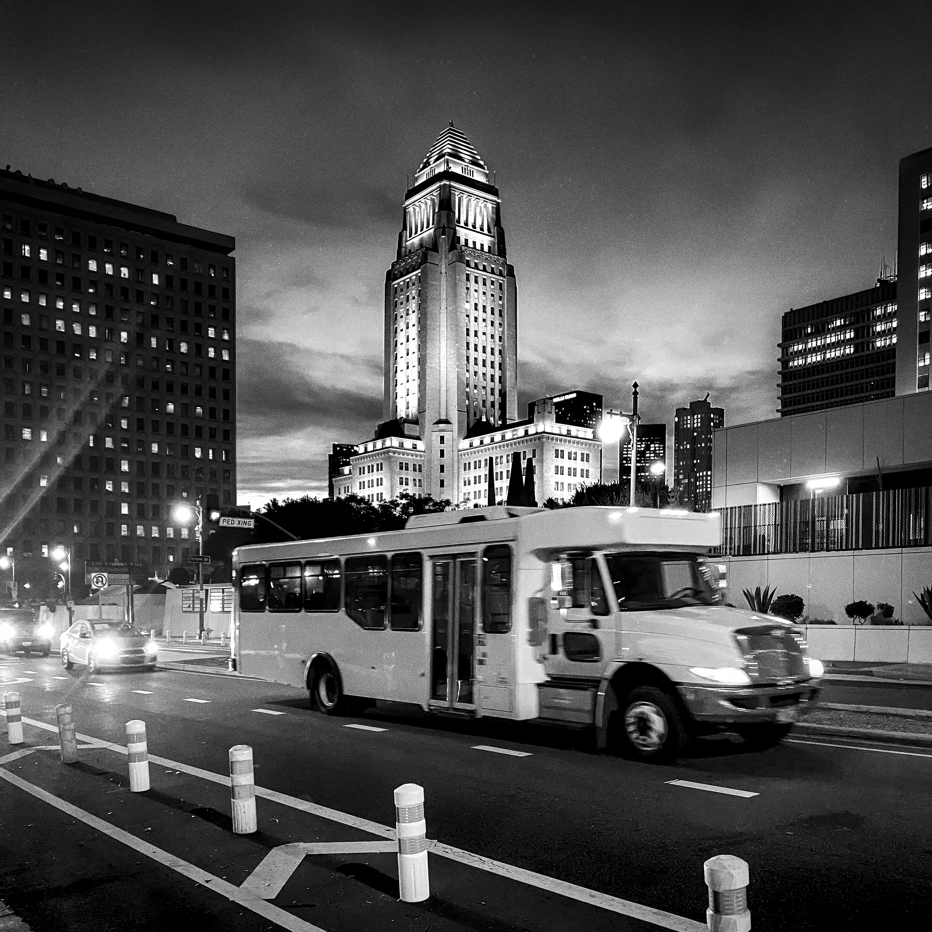 Evgeny Drobyshev Landscape Photograph - City Hall - black and white photograph - archival pigment print 17"x17"