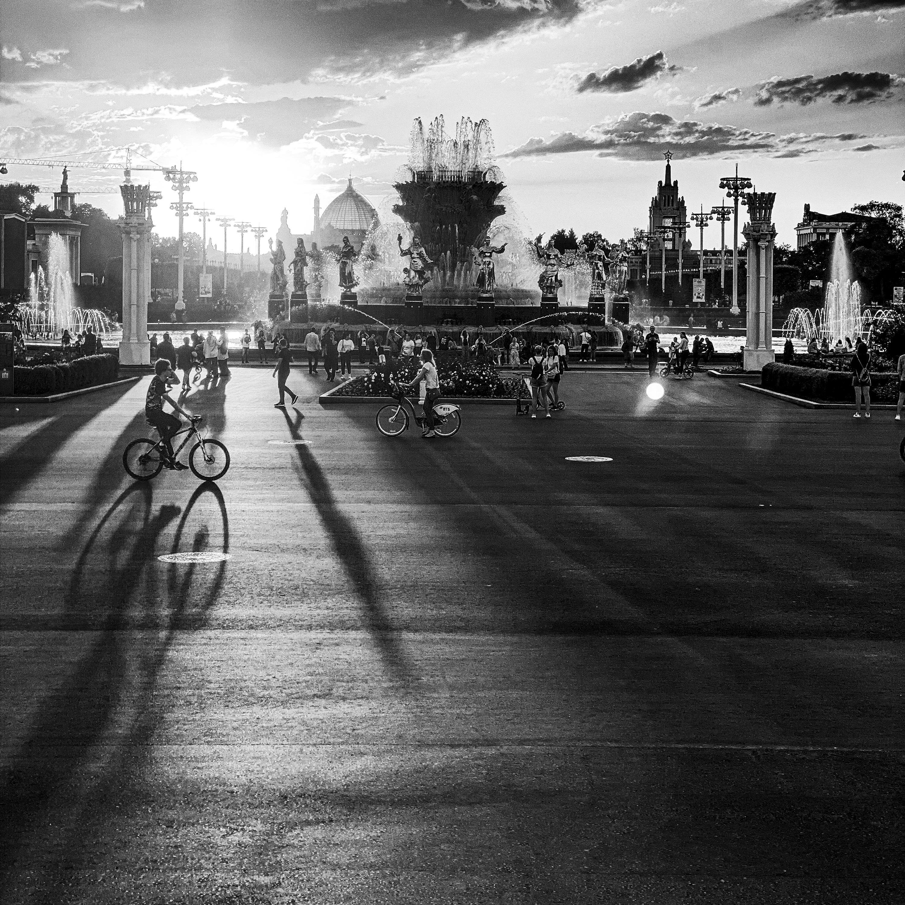Evgeny Drobyshev Black and White Photograph - Summer Sunset - black and white photograph - archival pigment print 17"x17"