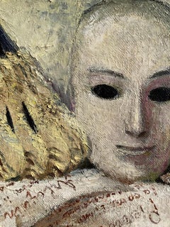 Pierrot and Harlequin (Framed Contemporary Still Life Theatre Painting)