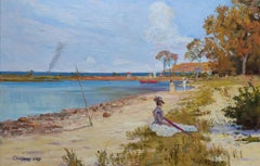 Vacation by the sea Landscape Impressionist Oil painting by Evgeny Kislenko
