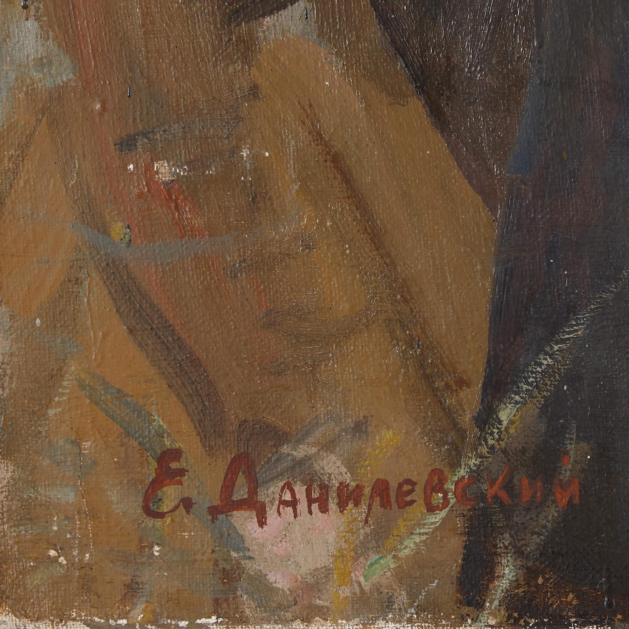 Pintura rusa del siglo XX de Lenin por Yevgeny Danilevsky - Figurative Painting Gris de Evguéne Danilevsky