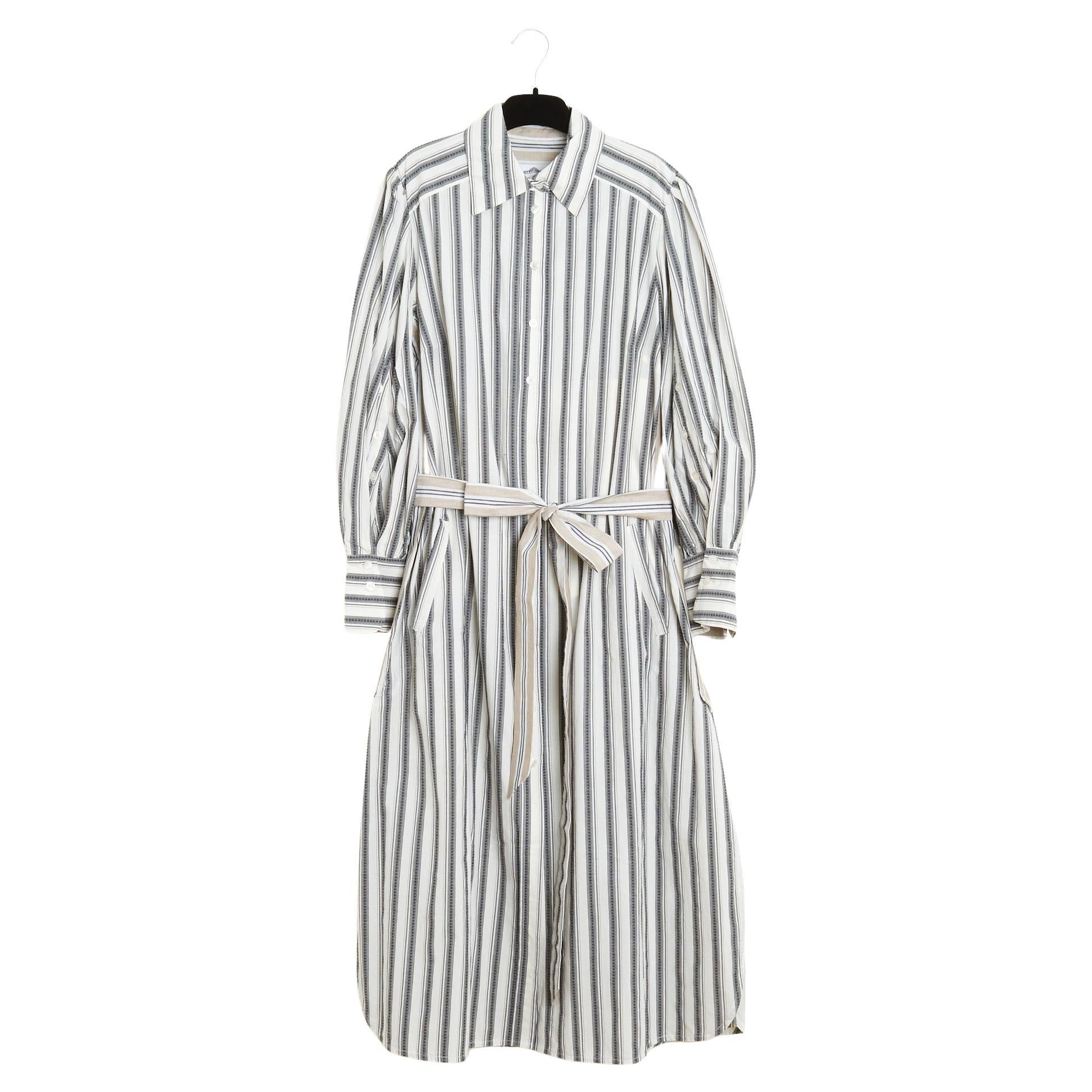 Evi Grintela Resort 2022 Robe FR38 Eliot Stripe Cotton Shirt Dress UK10 US8