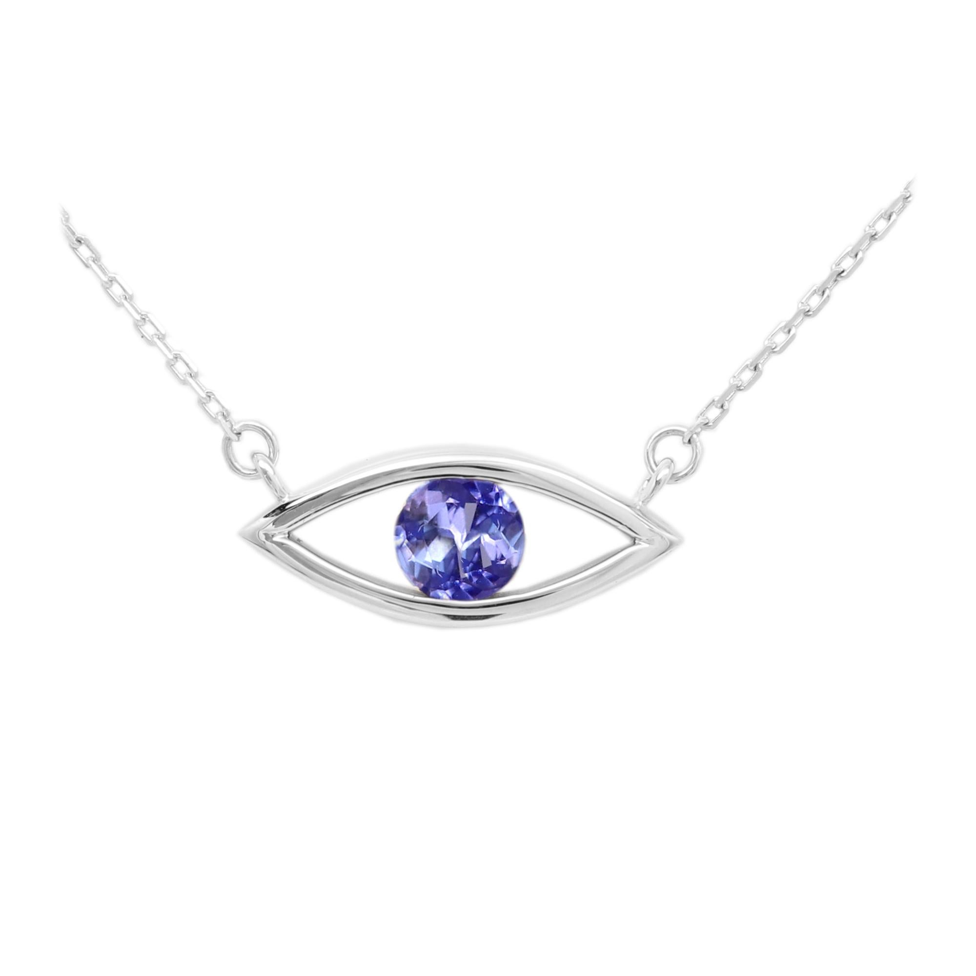 NEW Evil Eye & Birthstone Combo
Personal and Good Luck
VERY ELEGANT -LOVELY 
Solid 14k Gold with Natural Purple Tanzanite gemstone - default is yellow gold (other option for white gold or rose gold)
Please indicate your preference of gold
