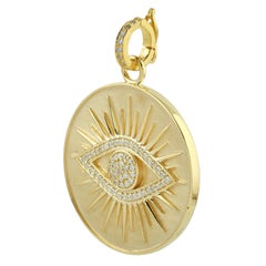 Evil Eye 14 Karat Gold Charm Diamond Pendant Necklace