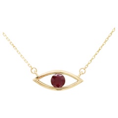Evil Eye 14 Karat Personal Birthstone Juli Birthstone Rot Edelstein Rubin Halskette