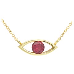 Pendentif rouge Good Luck Eye en or jaune 18 carats avec rubellite rouge