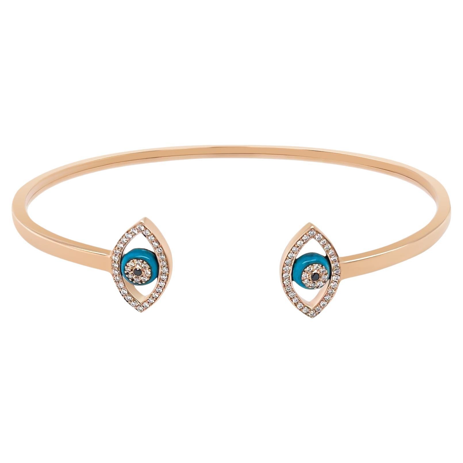 Evil Eye Bangle in 18k Rose Gold