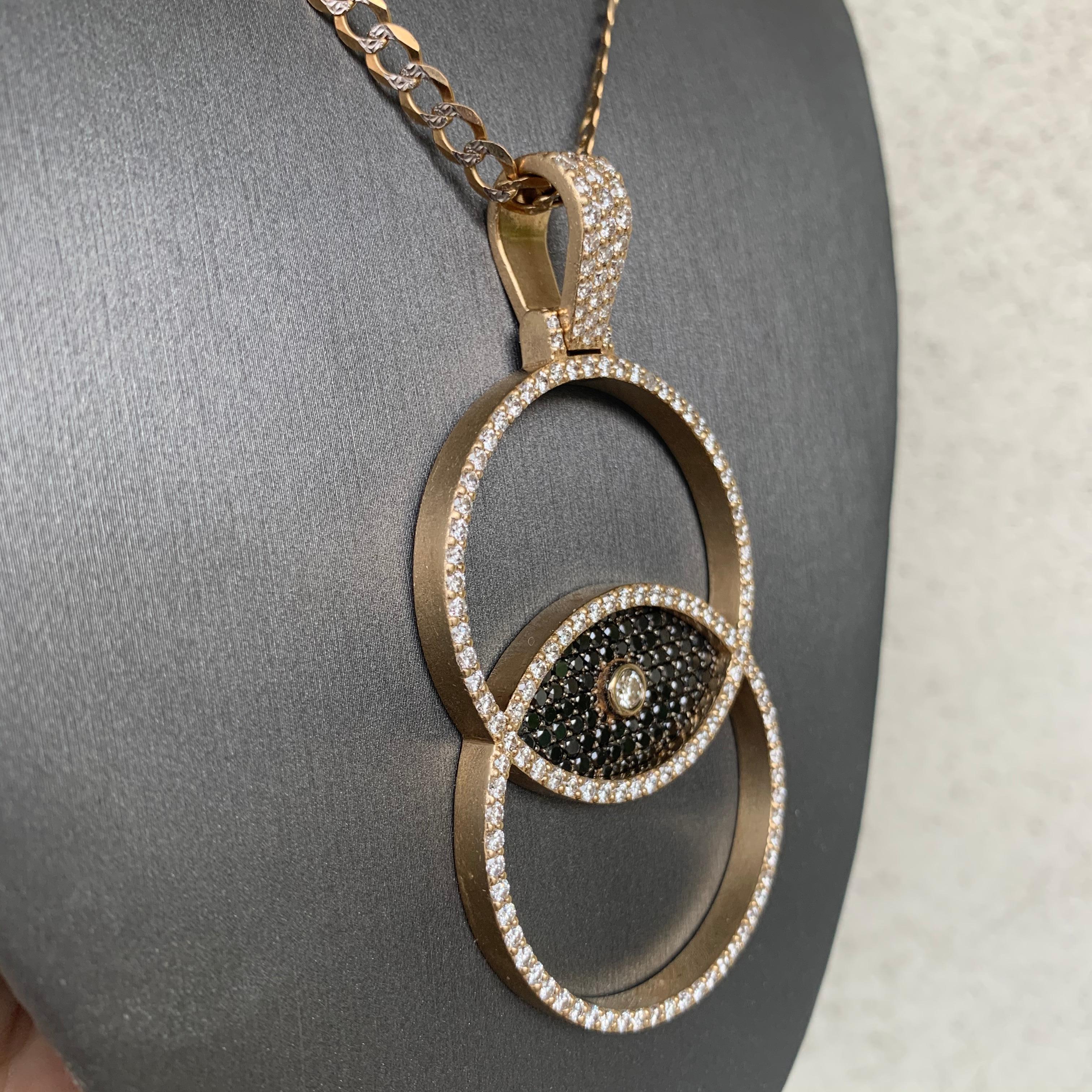 da uomo o donna Ciondolo con diamante bianco e nero 