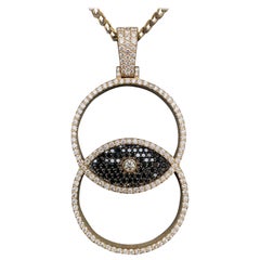 Evil Eye Black and White Diamond Big Pendant