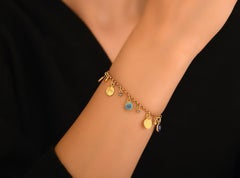 Pulsera Mal de Ojo con Diamantes Oro de 24K, Plata y Esmalte by Kurtulan