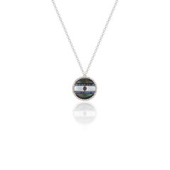 Evil Eye Bracelet with Mother of Pearl, Sapphires, Black and White Diamonds