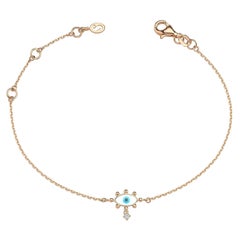 Evil Eye Bracelet with White Enamel & White Diamond by Selda Jewellery