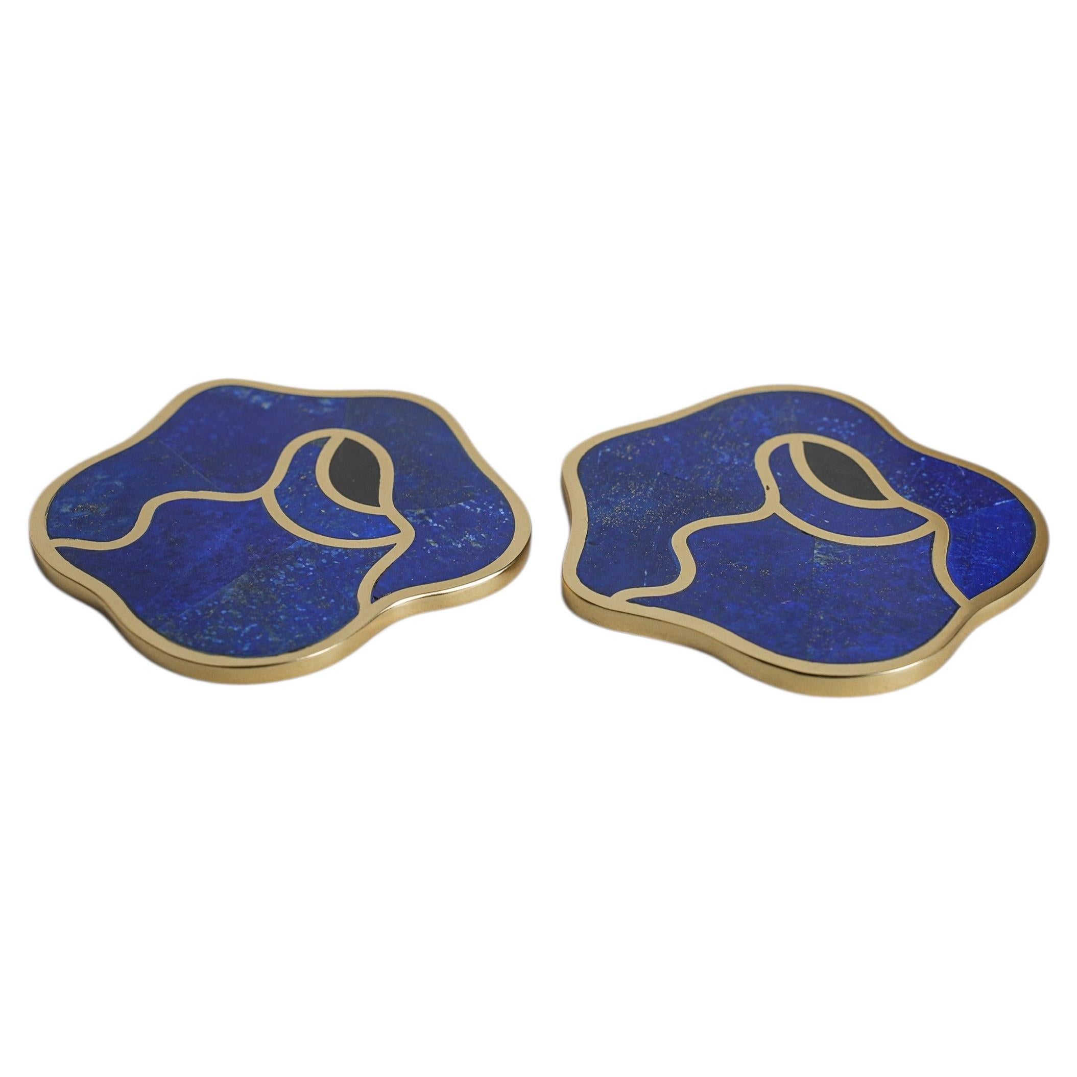 Evil Eye Coasters - Set of 2 in Brass with Semi Precious Stone