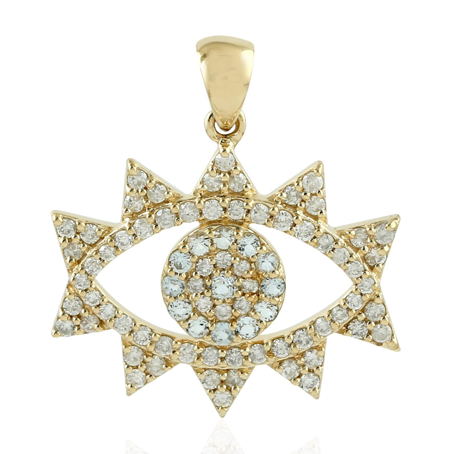 Modern Evil Eye Diamond 18 Karat Gold Pendant Necklace For Sale
