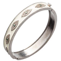 Evil Eye Diamond and Emerald Enamel Bracelet