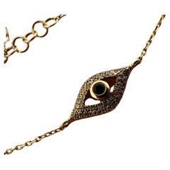 Bracciale con diamante Malocchio in oro 14KT 6"