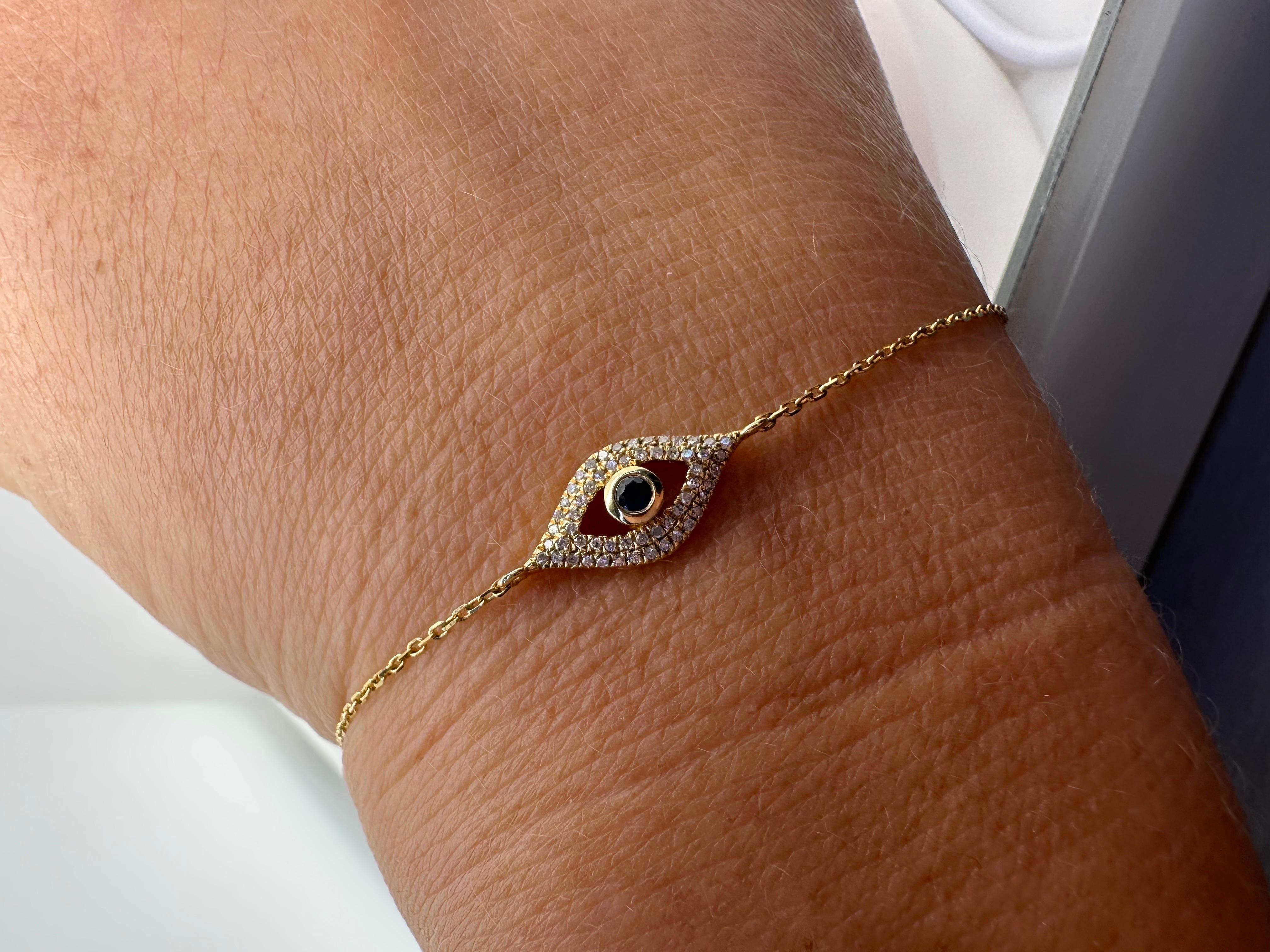 Evil eye diamond bracelet 14KT gold 6