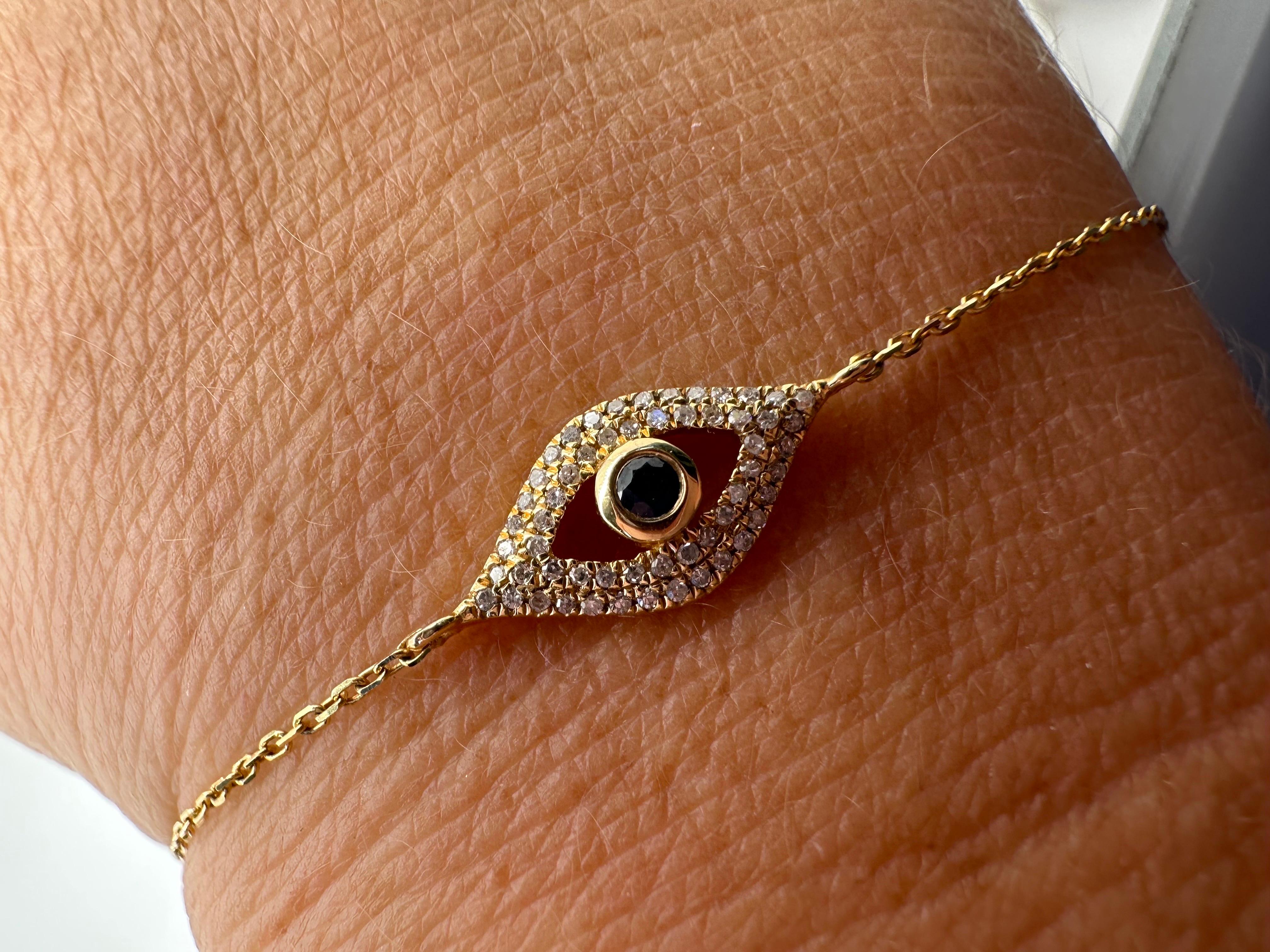 Evil eye diamond bracelet 14KT gold 6