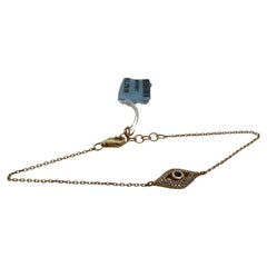 Evil eye diamond bracelet 14KT gold 6"