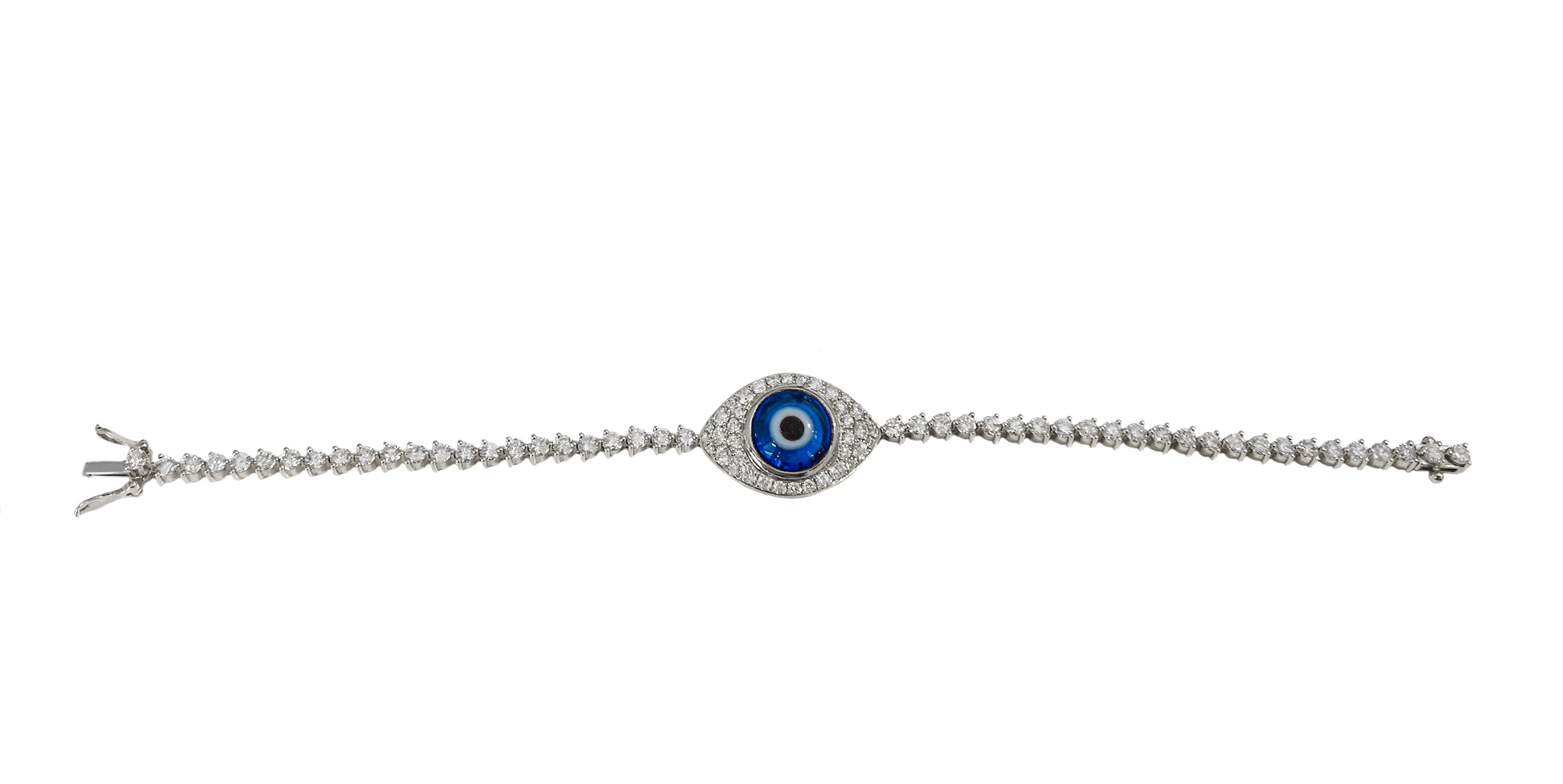 Evil Eye Diamant-Armband aus 18 Karat Weißgold im Zustand „Neu“ im Angebot in New York, NY