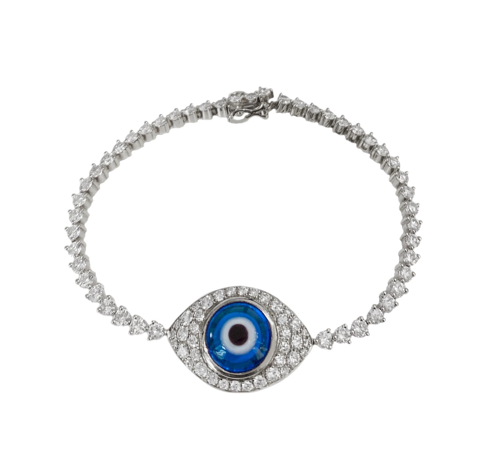 Evil Eye Diamant-Armband aus 18 Karat Weißgold für Damen oder Herren im Angebot