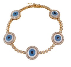Evil Eye Diamond Bracelet in Rose Gold