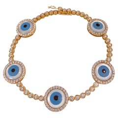 Evil Eye Diamond Bracelet in Rose Gold