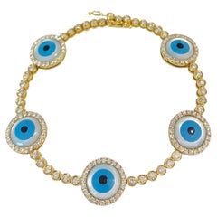 Evil Eye Diamant-Armband aus Gelbgold