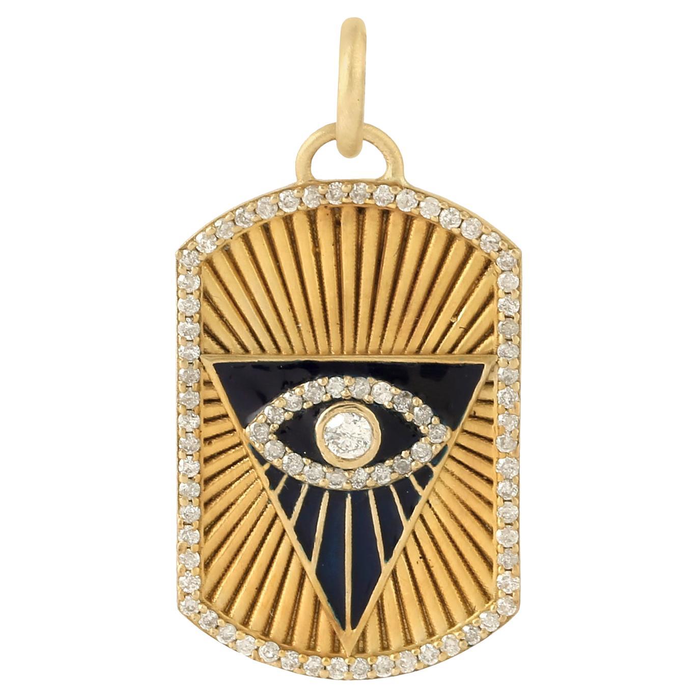 Evil Eye Diamant-Charm-Anhänger aus 14k Gelbgold mit Evil Eye
