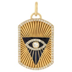 Evil Eye Diamond Charm Pendant Made In 14k Yellow Gold