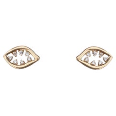 Evil Eye Diamond Earrings in 14K Gold by Anastassia Sel Jewelry
