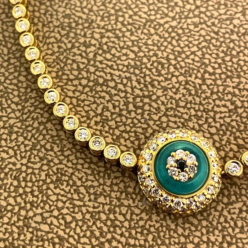 Round Cut Evil Eye Diamond Gold Bracelet