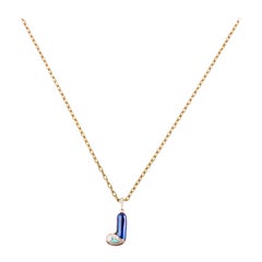 Evil Eye Diamond J Initial 14K Gelbgold Buchstaben-Halskette, Weihnachtsgeschenk