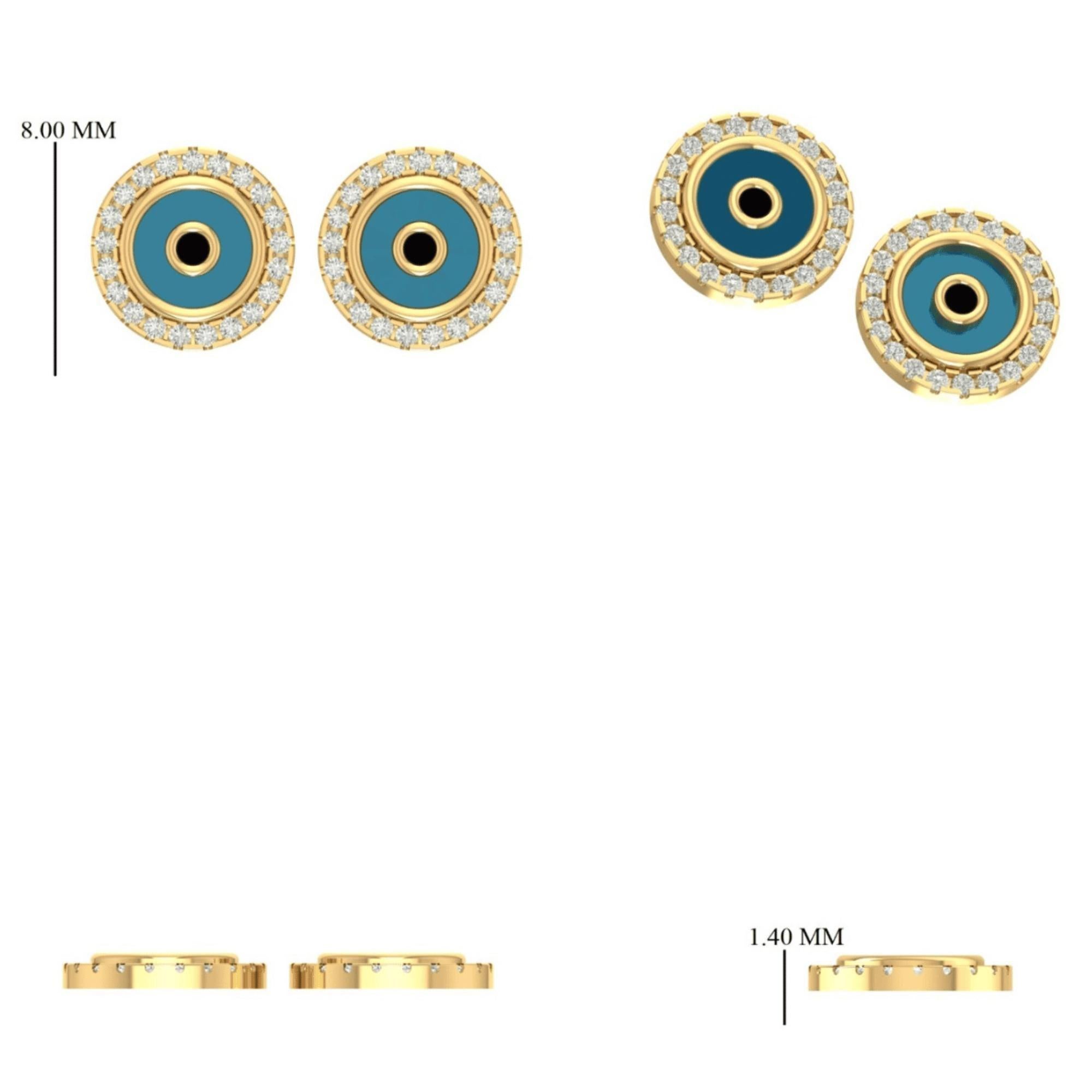 Orecchini per bambini con diamante Evil Eye in oro massiccio 14k (certificato) In condizioni Nuovo in vendita a New Delhi, DL