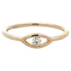 Evil Eye Diamond Openwork Ring 0.08 Carats 14 Karat Yellow Gold