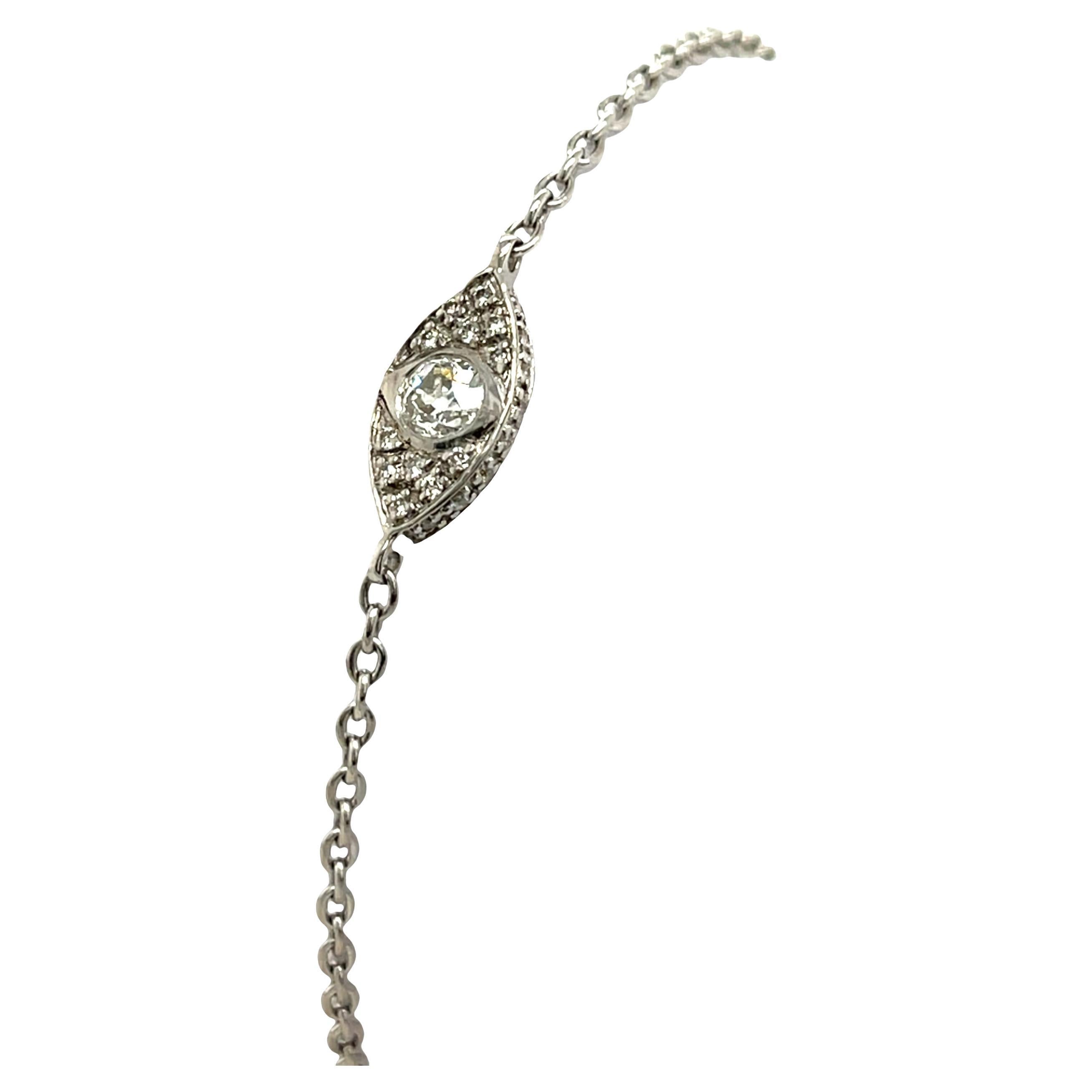 Bracciale con pavé di diamanti Evil Eye in oro bianco 18 ct.