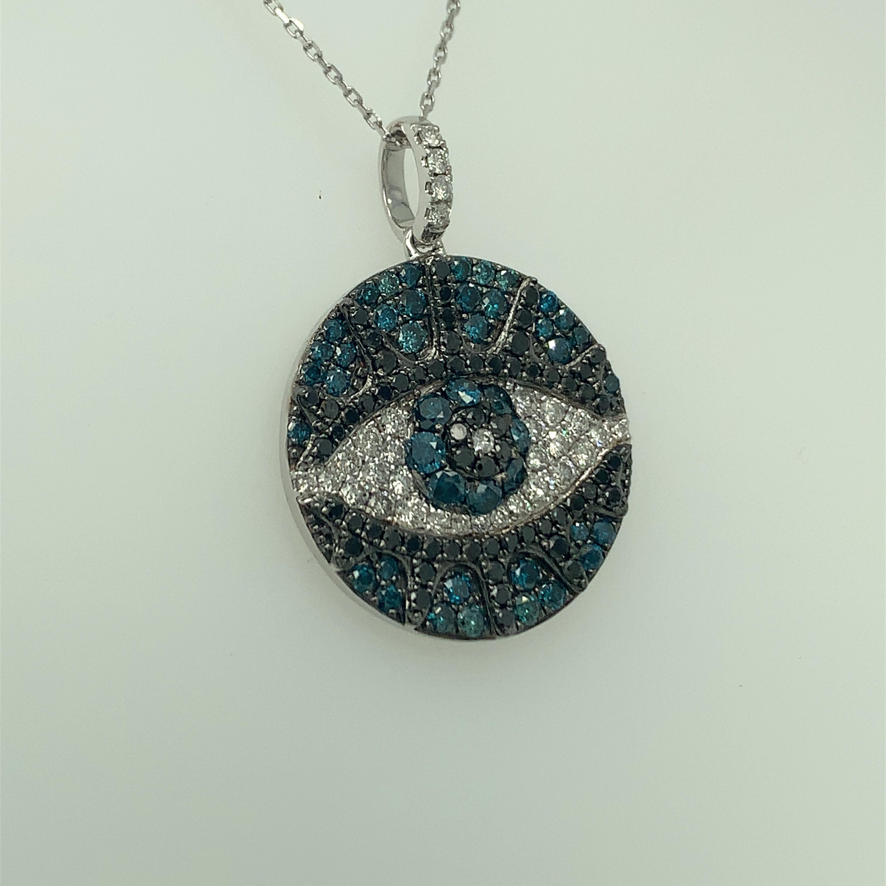 Artisan Evil Eye Diamond Pendant For Sale